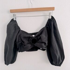 FAITHFUL THE BRAND square neckline short sleeve crop top